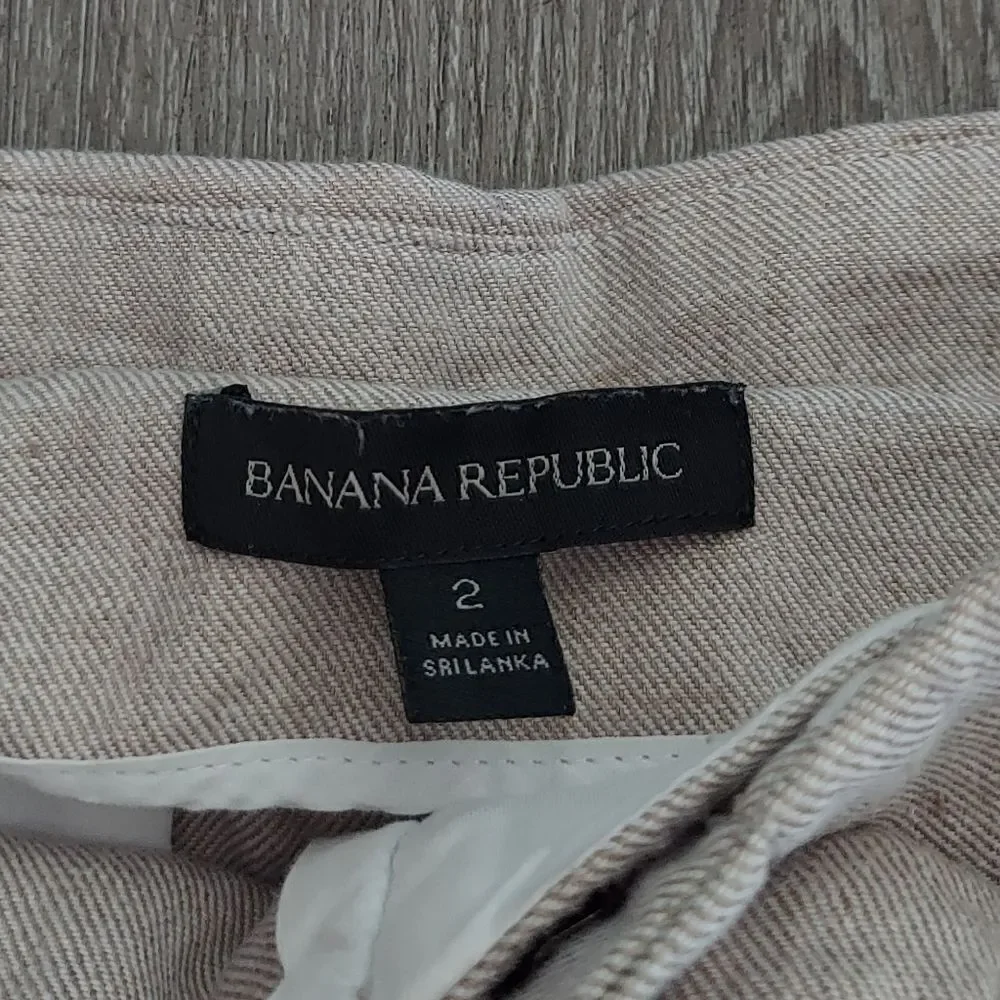 Banana Republic Womens Pants 2 Tan Paperbag Dress Belt Coastal Wide Leg